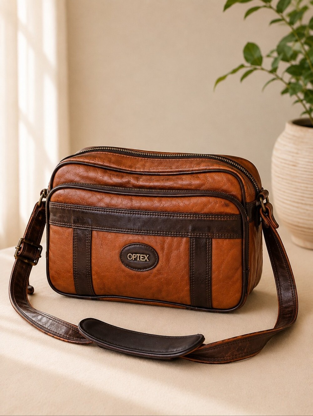 Vintage Leather Camera Bag Crossbody Shoulder Bag Adjustable Strap